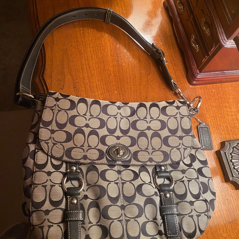 Coach Poppy Signature Flap Shoulder Bag